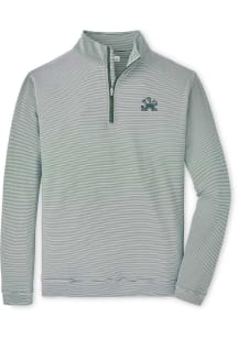Peter Millar Notre Dame Fighting Irish Mens Green Perth Sugar Stripe Long Sleeve Qtr Zip Pullover