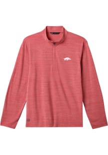 Travis Mathew Arkansas Razorbacks Mens Red Heater Long Sleeve Qtr Zip Pullover
