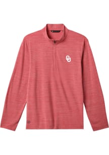 Travis Mathew Oklahoma Sooners Mens Red Heater Long Sleeve Qtr Zip Pullover