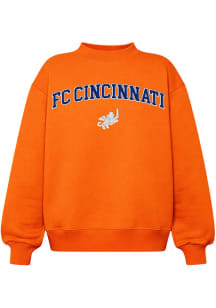 Hype and Vice FC Cincinnati Womens Orange Mock Crew Sweatshirt