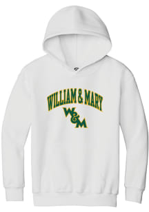 Summit Sportswear William & Mary Tribe Youth White ARCH LOGO Long Sleeve Hoodie