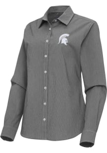 Antigua Michigan State Spartans Womens Porter Long Sleeve Black Dress Shirt