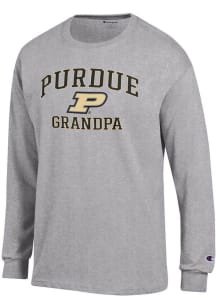 Champion Purdue Boilermakers Grey Grandpa Jersey Long Sleeve T Shirt