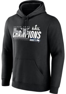 Seattle Seahawks Mens Black 2025 Super Bowl Champions Lx Iconic Victory Long Sleeve Hoodie