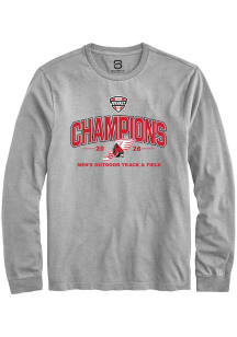 Summit Sportswear Ball State Cardinals Grey MAC 2026 Men's Outdoor Track & Field Champions Long Sl..