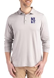 Cutter and Buck Northwestern Wildcats Mens Grey Coastline Long Sleeve Polo Shirt