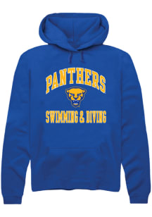 Summit Sportswear Pitt Panthers Mens Blue Number One Swim and Dive Long Sleeve Hoodie