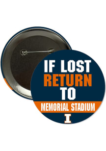 Illinois Fighting Illini 3" If Lost Return To Memorial Stadium Button - Orange