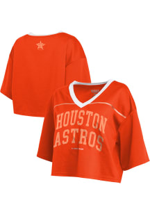 Houston Astros Womens WEAR by Erin Andrews Crop Jersey Fashion Baseball Jersey - Orange