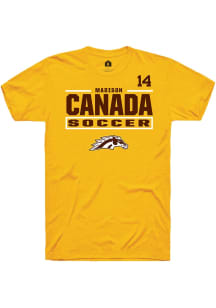 Madison Canada Western Michigan Broncos Gold NIL Stacked Box Short Sleeve Player T Shirt