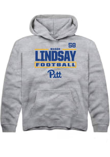 mason lindsay Rally Pitt Panthers Youth NIL Stacked Box Long Sleeve Player Hoodie Grey