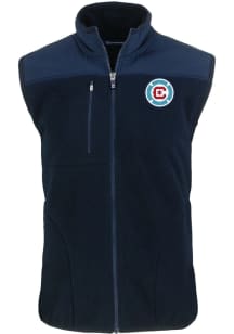 Cutter and Buck Chicago Fire Big and Tall Navy Blue Cascade Sherpa Mens Vest