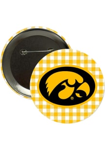 Iowa Hawkeyes 3" Plaid Button - Black