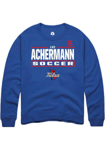 Luc Achermann Tulsa Golden Hurricane Mens Blue NIL Stacked Box Player Crew