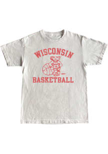 Wisconsin Badgers White Classic Basketball Short Sleeve T Shirt
