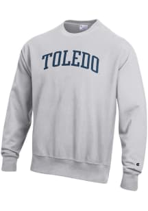 Champion Toledo Rockets Mens Ash Arch  Reverse Weave Long Sleeve Crew Sweatshirt