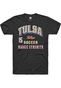 Maggie SymSmith Tulsa Golden Hurricane Black NIL Arch Logo Short Sleeve Player T Shirt