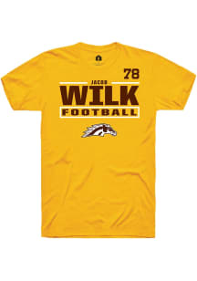 Jacob Wilk Western Michigan Broncos Gold Football NIL Stacked Box Short Sleeve Player T Shirt