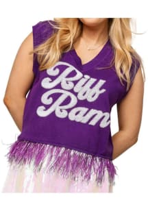 Queen of Sparkles TCU Horned Frogs Womens Purple Feather Bottom Sequin Tank Top