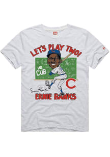 Ernie Banks Chicago Cubs Ash Let's Play Two Short Sleeve Fashion Player T Shirt