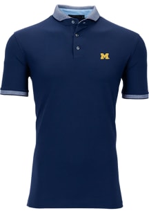 Greyson Michigan Wolverines Mens Blue Cherokee Short Sleeve Fashion Polo