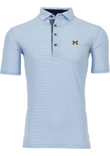 Greyson Michigan Wolverines Mens Light Blue Saranac Short Sleeve Fashion Polo