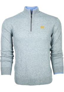 Greyson Michigan Wolverines Mens Grey Sebonack Long Sleeve Qtr Zip Pullover