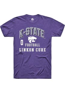 Linkon Cure K-State Wildcats Purple Football NIL Arch Logo Short Sleeve Player T Shirt