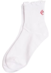 Kansas City KC White Ruffle Womens Crew Socks