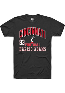 Harris Adams Cincinnati Bearcats Black Football NIL Arch Logo Short Sleeve Player T Shirt