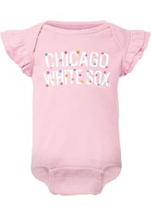 Chicago White Sox Baby Pink Floral Wordmark Short Sleeve One Piece