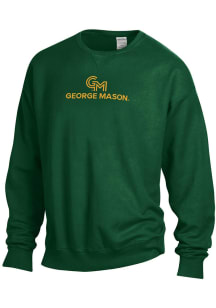 ComfortWash George Mason University Mens Green Garment Dyed Long Sleeve Crew Sweatshirt