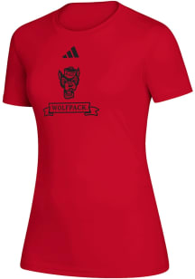 Adidas NC State Wolfpack Womens Red Heat Seal Creator Short Sleeve T-Shirt