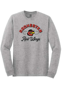Summit Sportswear Rochester Red Wings Grey Vintage Arch Script Long Sleeve T Shirt