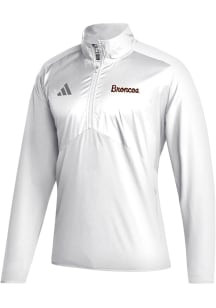 Adidas Western Michigan Broncos Mens White Broncos Script Long Sleeve Qtr Zip Pullover