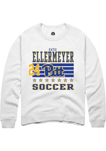 Katie Ellermeyer Pitt Panthers Mens White NIL Striped Player Crew