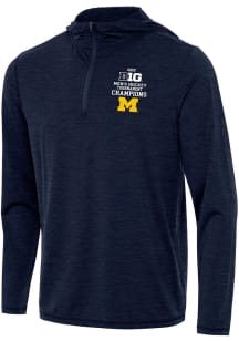 Antigua Michigan Wolverines Mens Navy Blue 2026 Big 10 Men's Hockey Champs Tidy Long Sleeve Qtr Zi..
