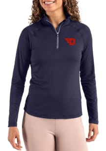 Cutter and Buck Dayton Flyers Womens Navy Blue Coastline Qtr Zip