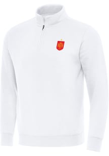 Antigua Spain National Team Mens White Landslide Long Sleeve Qtr Zip Pullover