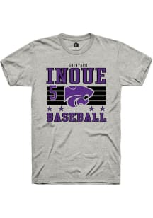 Shintaro Inoue  K-State Wildcats Ash Rally NIL Striped Short Sleeve T Shirt
