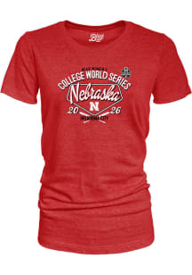 Blue 84 Nebraska Cornhuskers Womens Red 2026 Women's College World Series Bound Short Sleeve T-Shi..