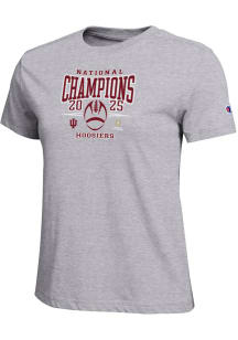 Champion Indiana Hoosiers Womens Grey 2025 College Football Champions Core Short Sleeve T-Shirt