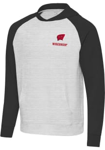Antigua Wisconsin Badgers Mens Black Urgent Long Sleeve Hoodie