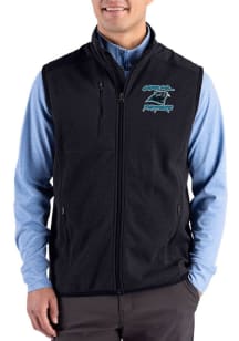 Cutter and Buck Carolina Panthers Mens Black Historic Hunts Point Eco Sleeveless Jacket