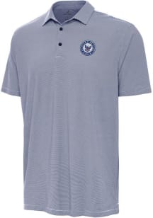 Antigua Navy Mens Navy Blue Twine Short Sleeve Polo