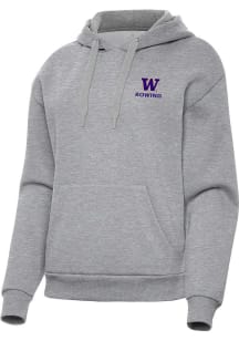 Antigua Washington Huskies Womens Grey Heather Rowing Victory Hooded Sweatshirt