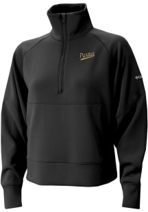 Columbia Purdue Boilermakers Womens Black Vault Heat Seal Wickham Hills Qtr Zip Pullover