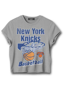 Junk Food Clothing New York Knicks Womens Grey Baby Hoops Short Sleeve T-Shirt