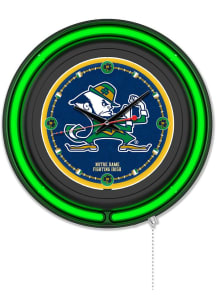 Notre Dame Fighting Irish Mascot Chrome Double Neon Wall Clock