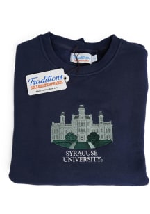 Syracuse Orange Mens Navy Blue Hall of Languages Long Sleeve Crew Sweatshirt